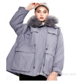 Winter Clothing Ladies Solid Color Loose Parka Jacket